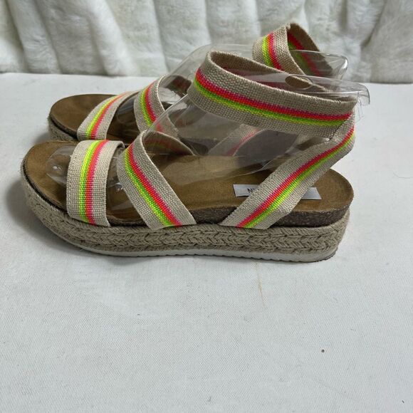 Steve Madden platform espadrilles ankle bright multi color strap sandals… - Picture 1 of 13